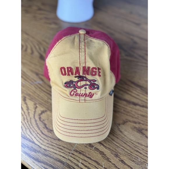 Orange County Choppers Hat Cap Fitted Mens One Size Yellow Red Embroidered Biker - Picture 8 of 8